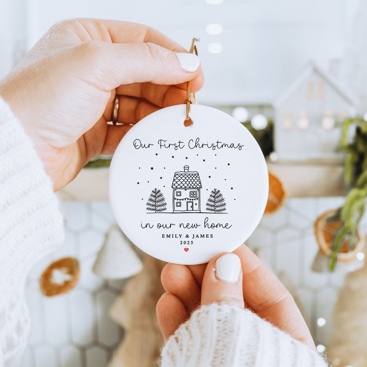 Personalisierter Anhänger zum ersten Weihnachten in unserem neuen Zuhause