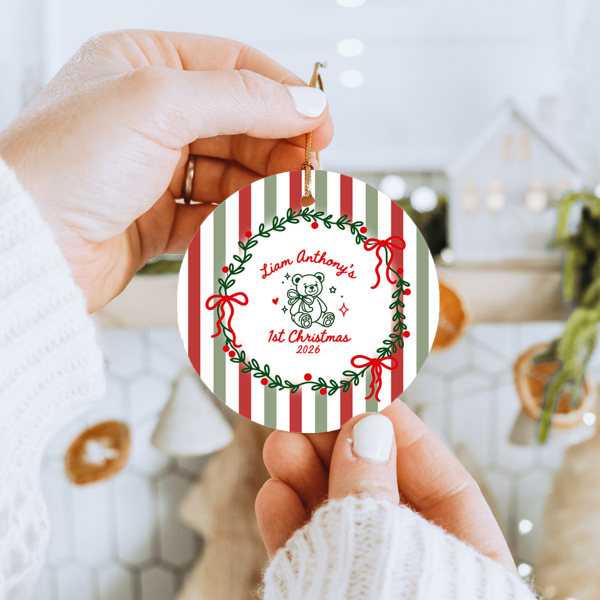 Personalisierbarer Christbaumschmuck zum 1. Weihnachten des Babys