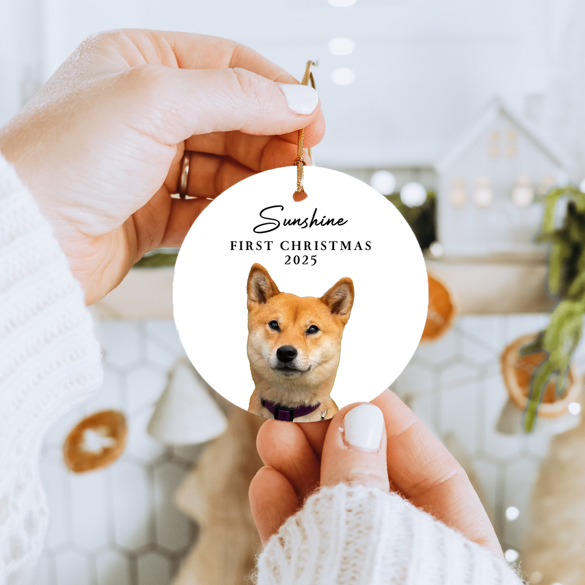 \"First Christmas\" – Personalized Pet Picture Ceramic Ornament