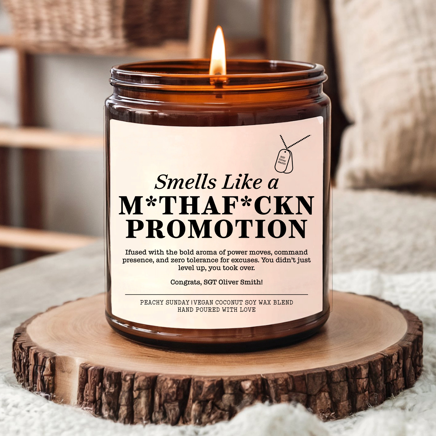 Personalized Military Promotion Candle