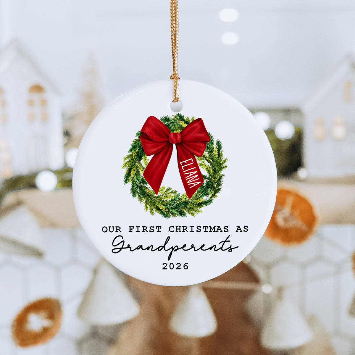 Personalized Our First Christmas As Grandperents Ornament