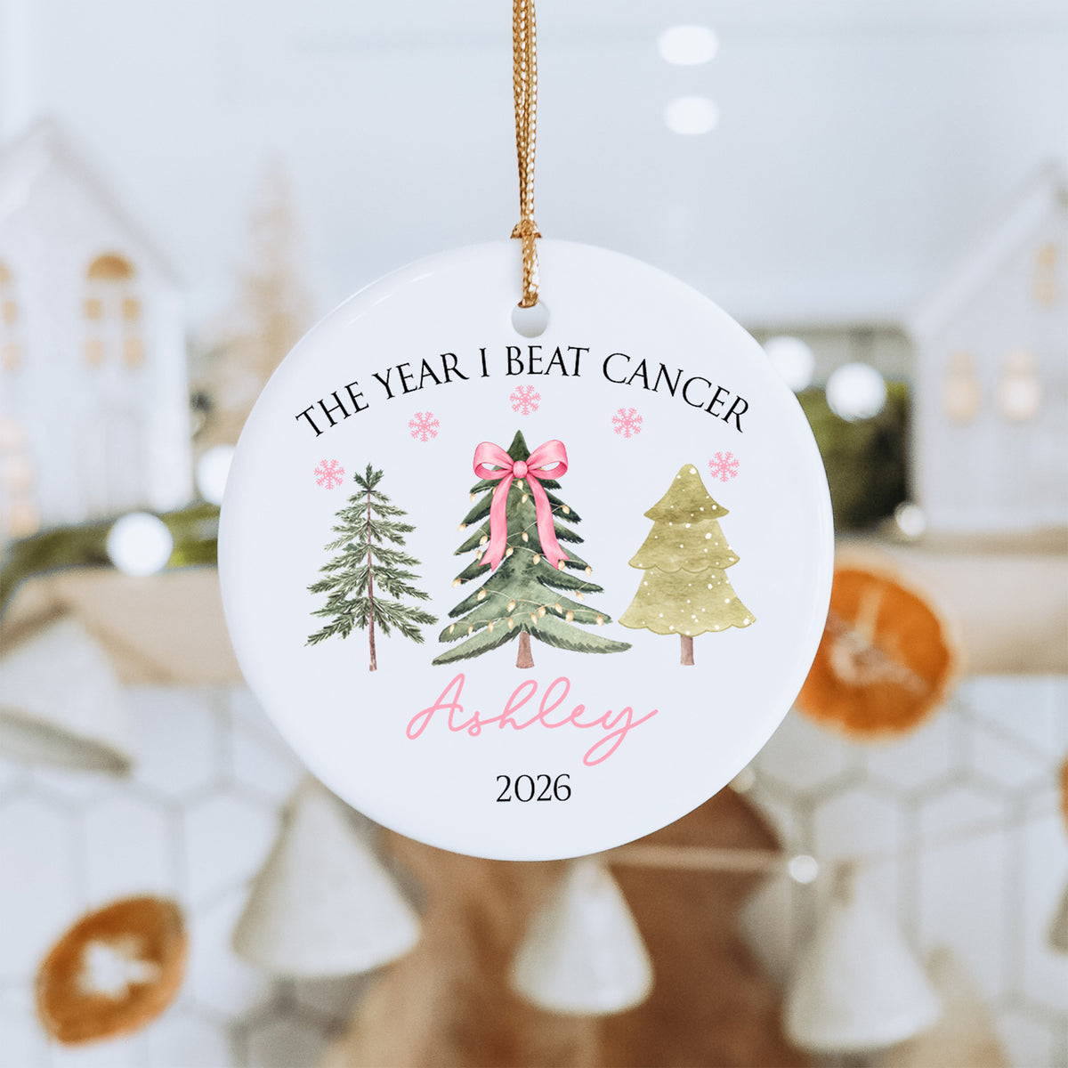 Personalized The Year I Beat The Cancer Christmas Ornament