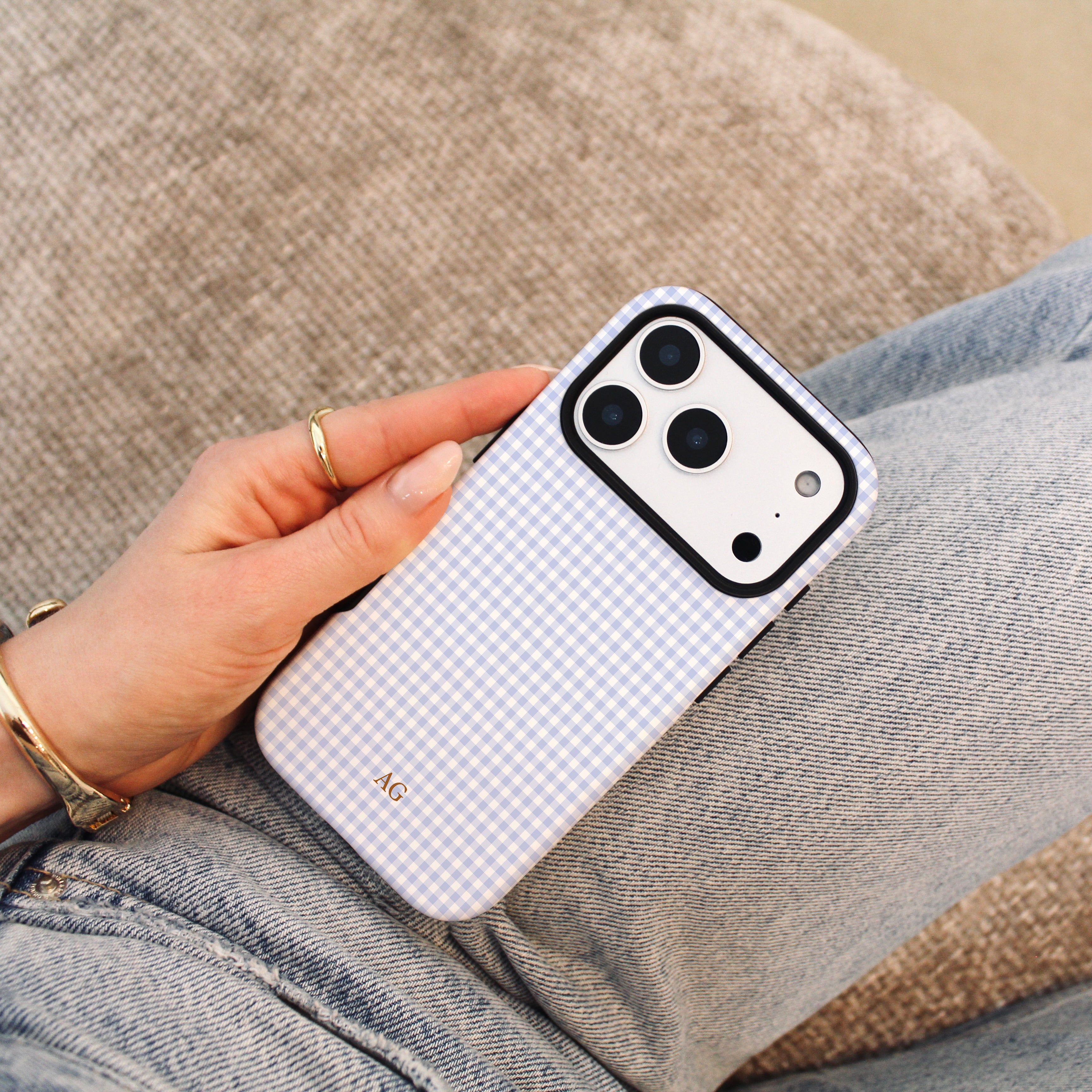 Personalisierbare Handyhülle mit Gingham-Muster