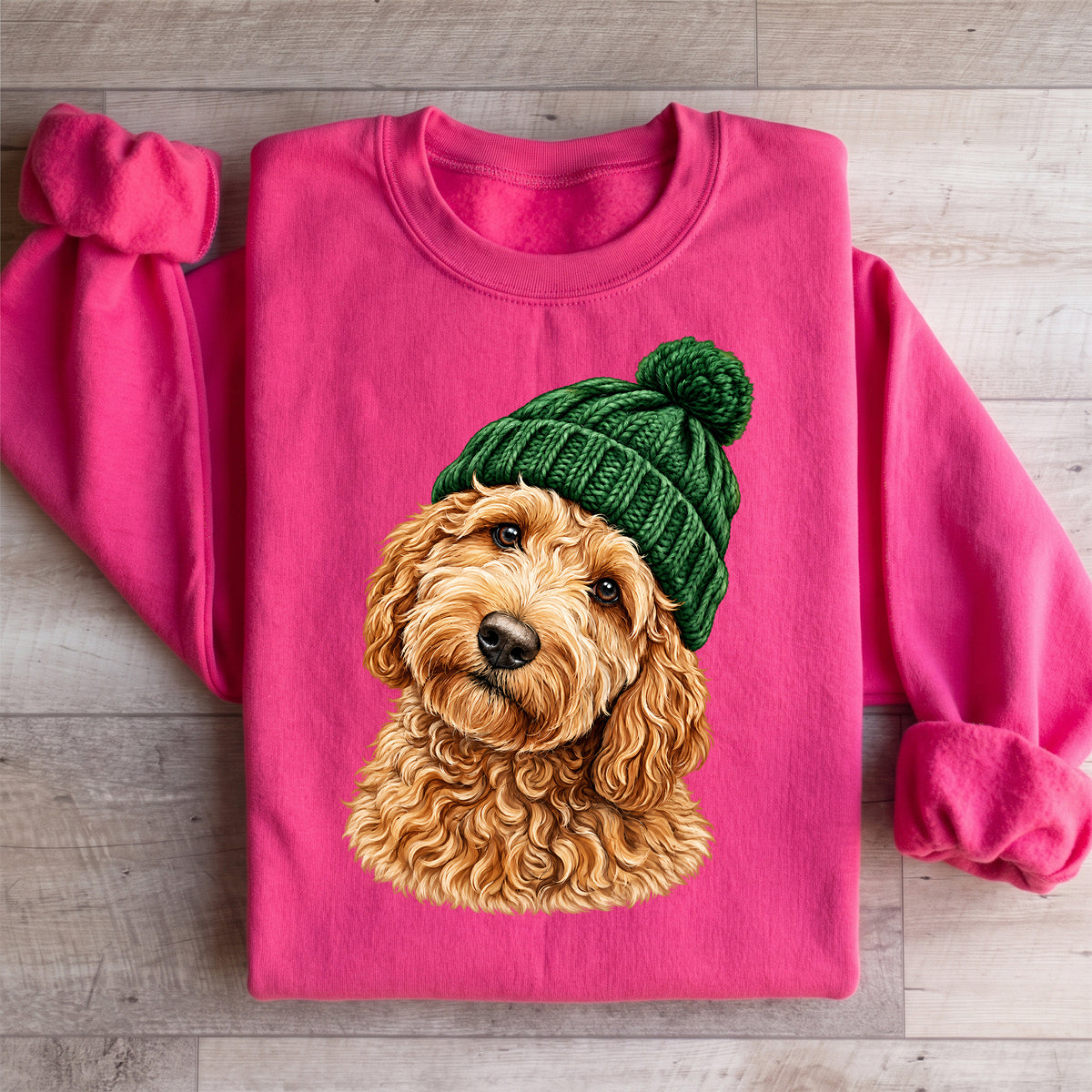 Sudadera retro de Goldendoodle con gorro tejido