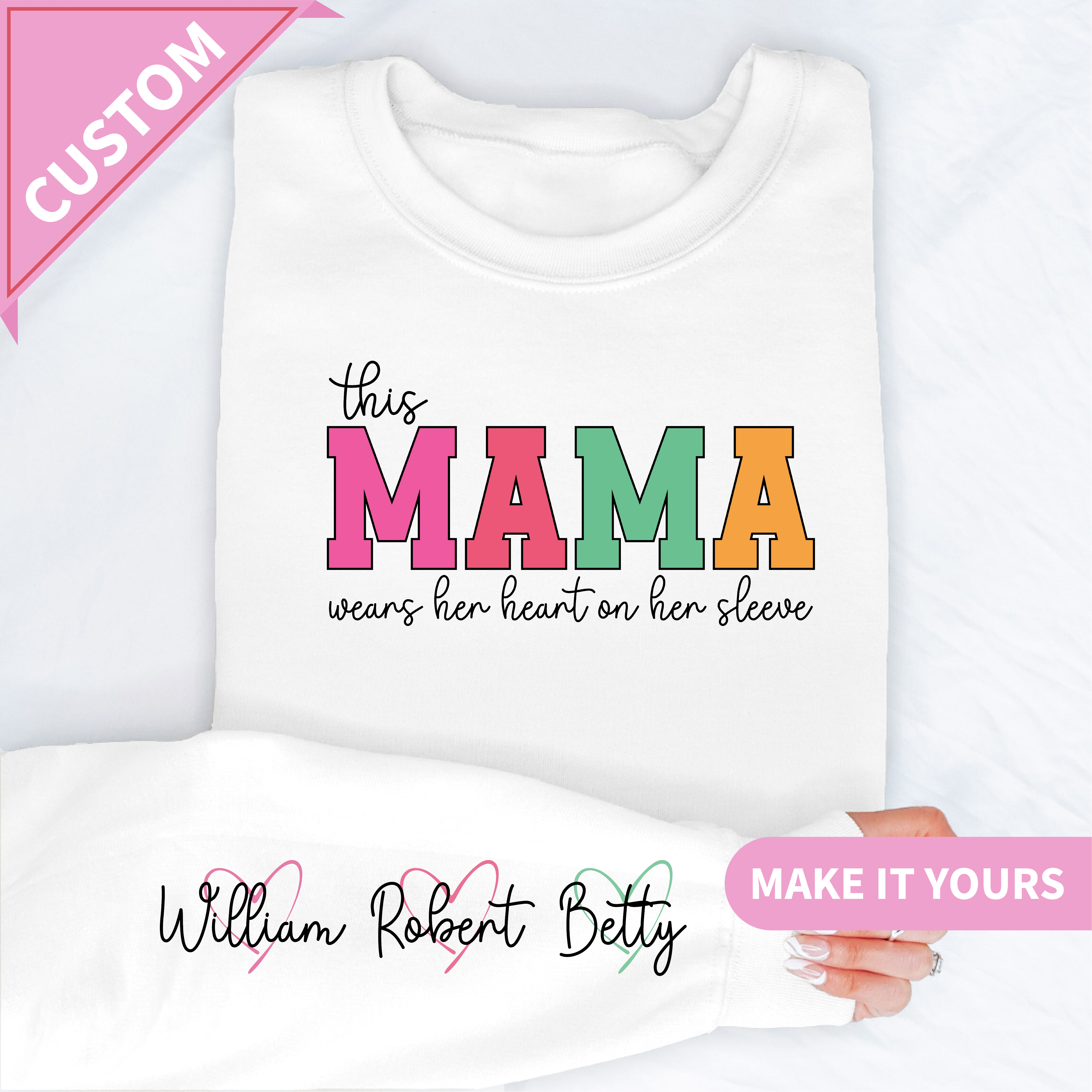 Custom MAMA Colorful Personalized Gift For Moms Sweatshirt