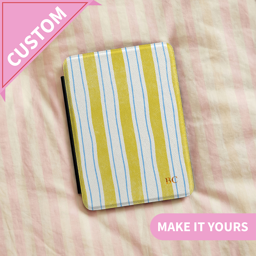 Personalized Cute Yellow Stripe Kindle Case