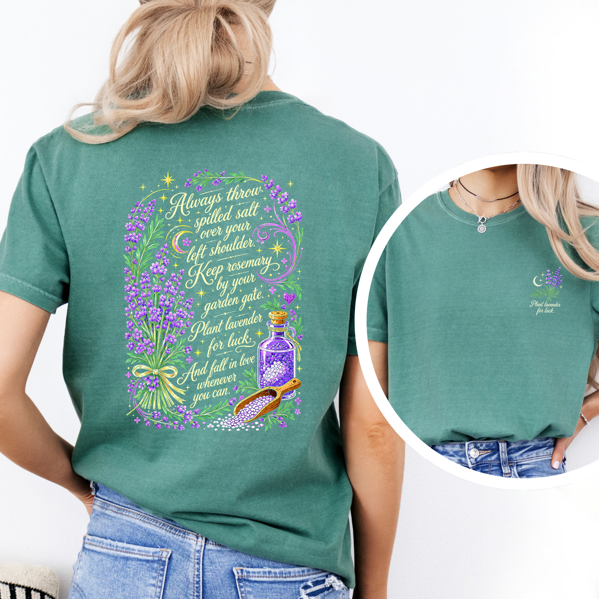 Always Throw Spilled Salt Over Your Left Shoulder Lavender Witchy Tee