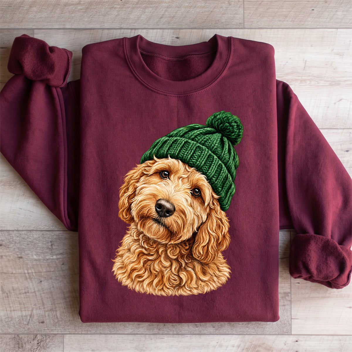 Sudadera retro de Goldendoodle con gorro tejido