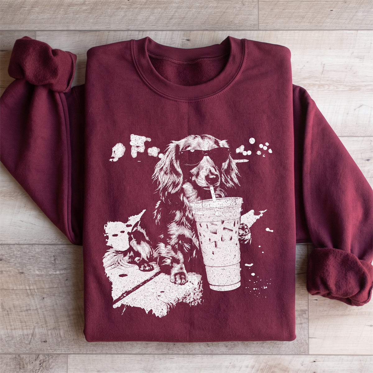 Dachshund Drinking Iced Coffee Sweatshirt