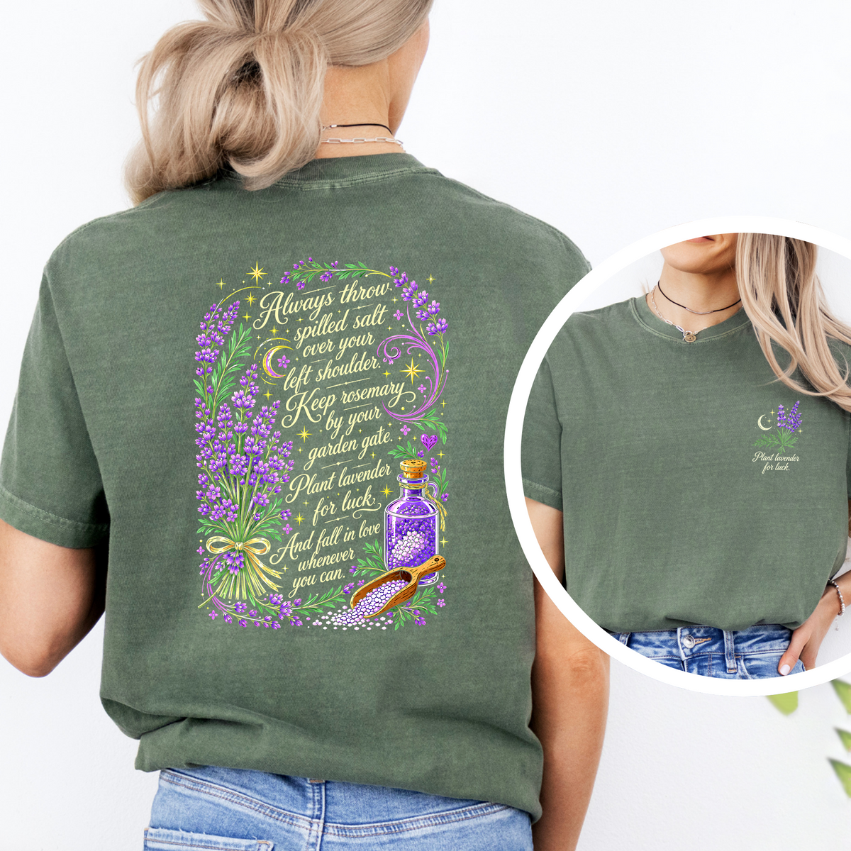 Always Throw Spilled Salt Over Your Left Shoulder Lavender Witchy Tee
