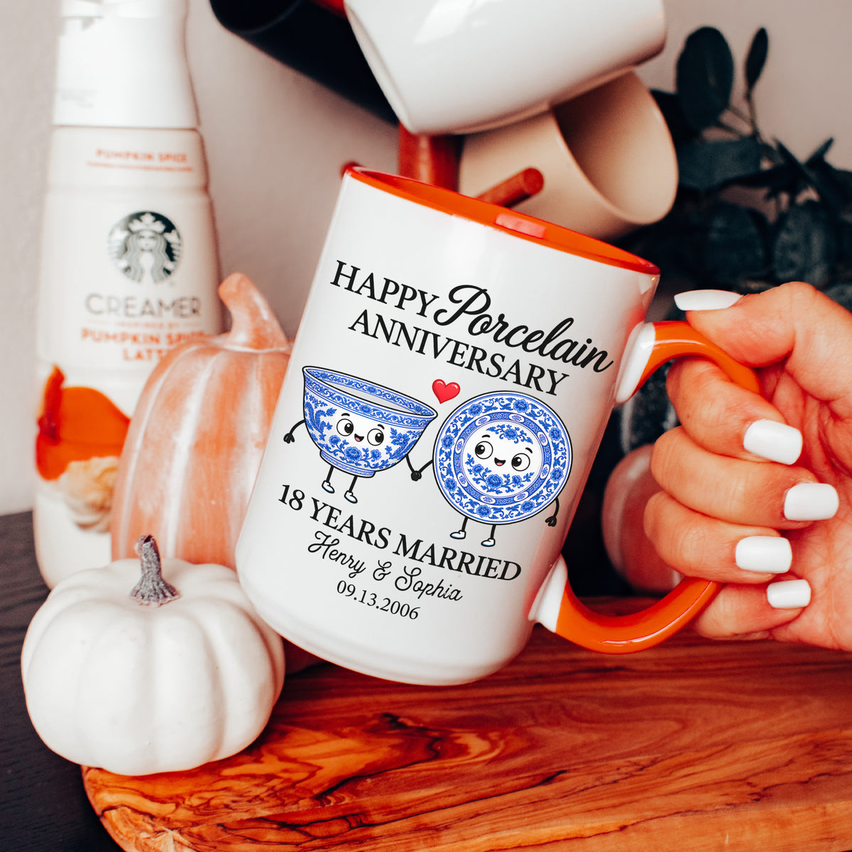 Personalized 18th Wedding Anniversary Mug