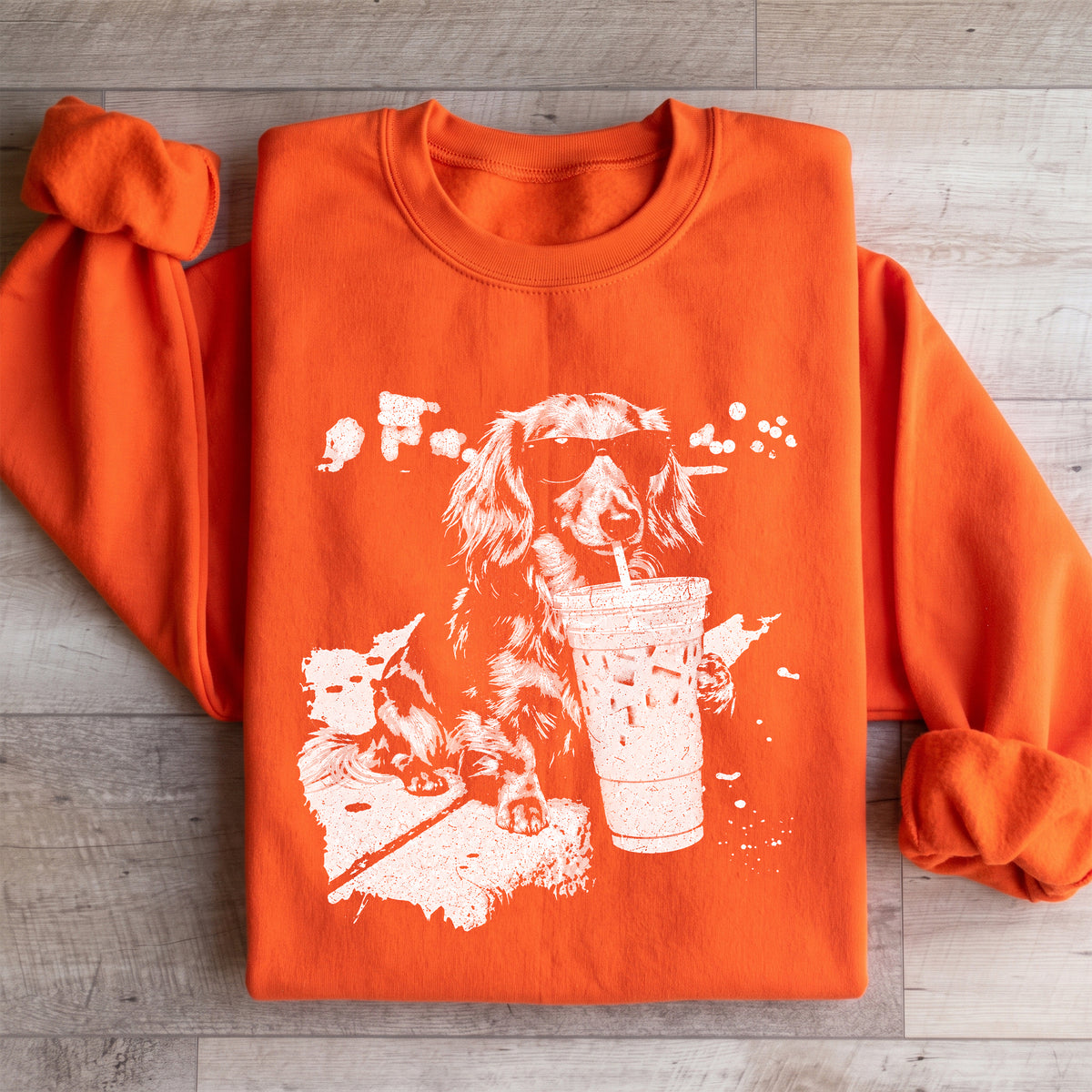 Dachshund Drinking Iced Coffee Sweatshirt