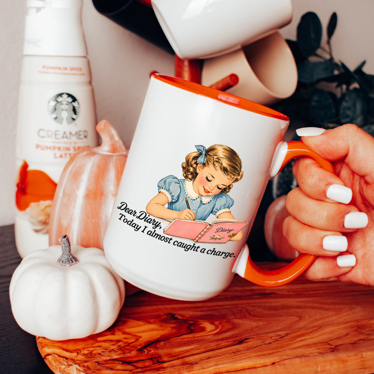 Funny coworker novelty ceramic cup in orange trim