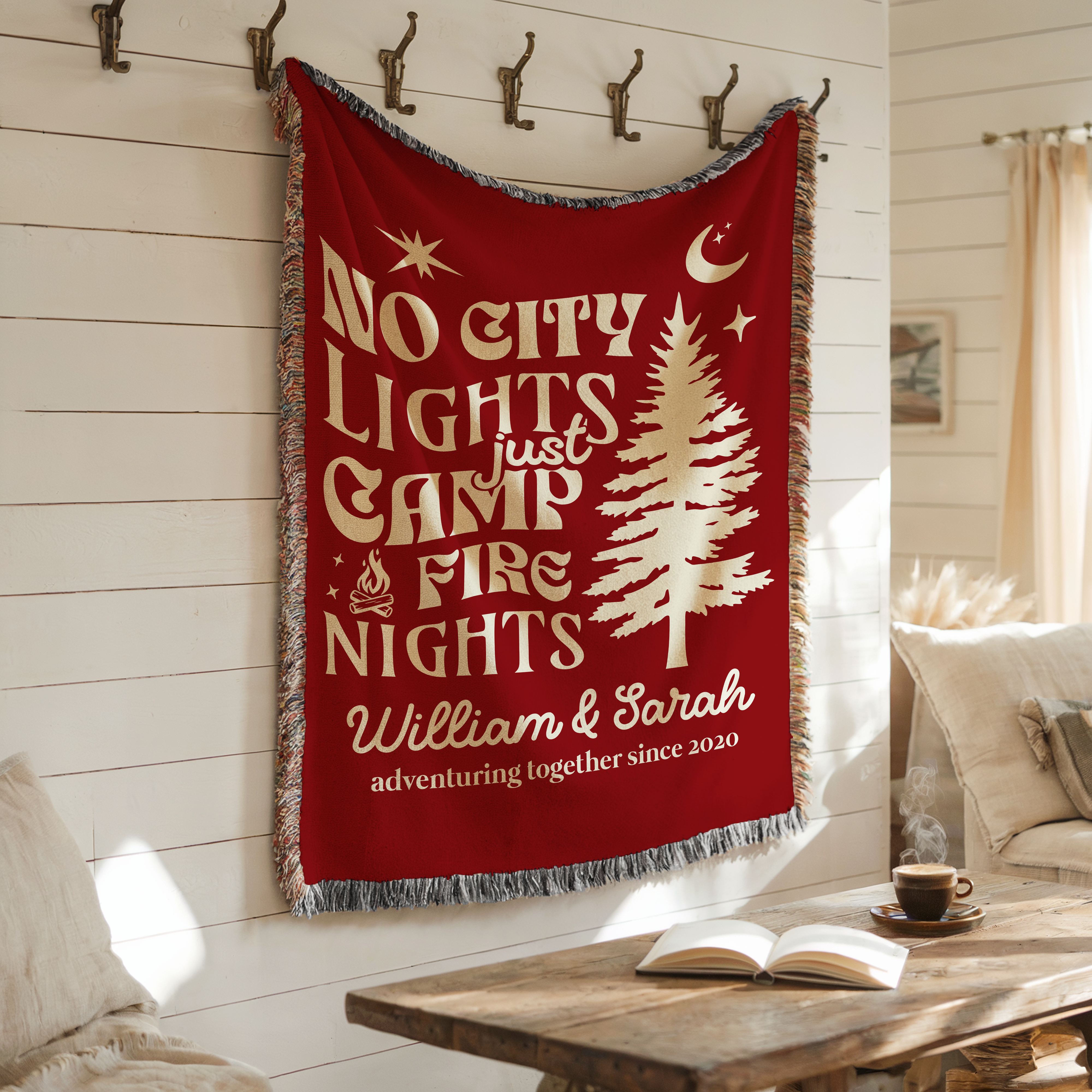 Custom No City Lights Camping Names & Year Blanket