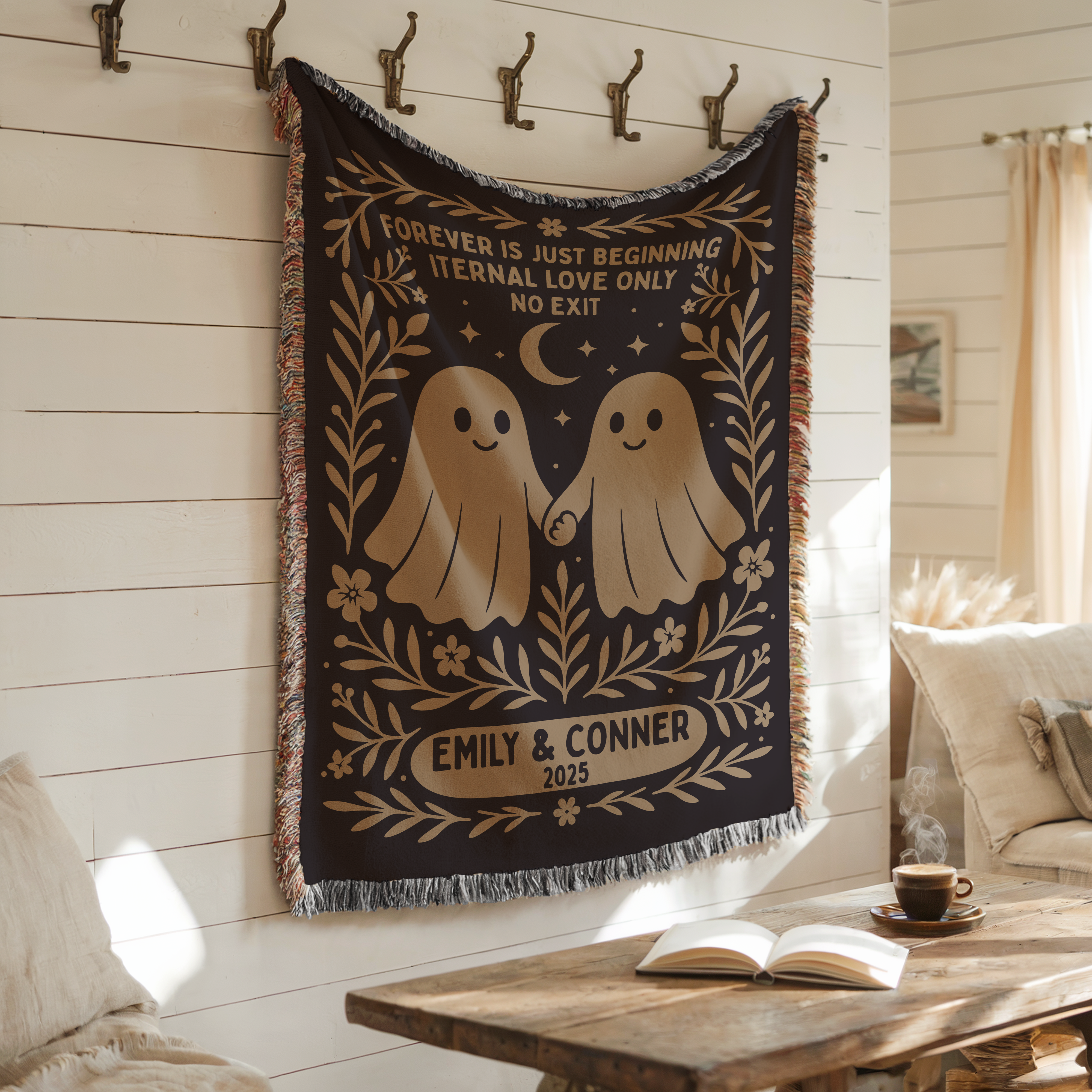 Personalized Forever Is Just The Beginning Ghost Couple Woven Blanket