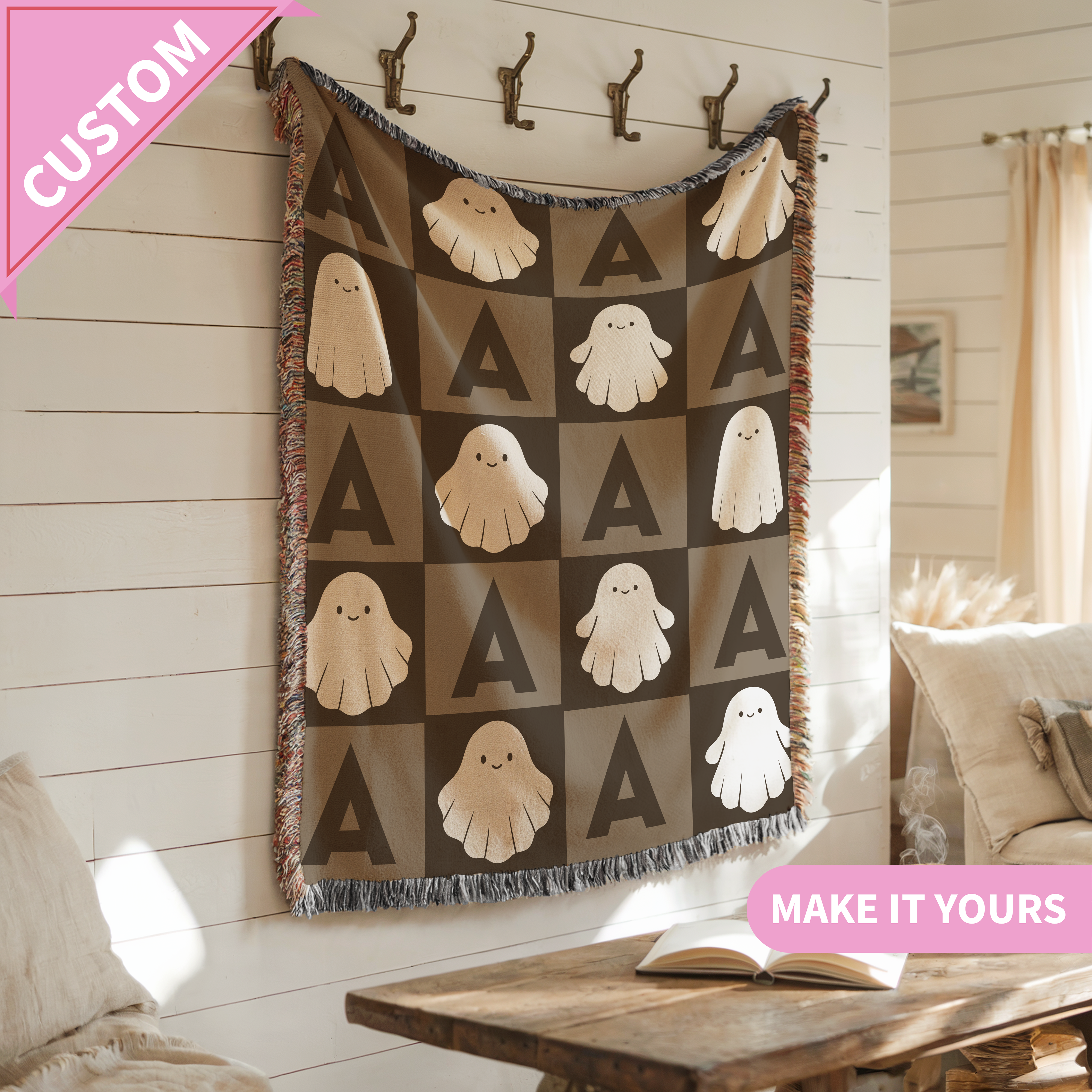 Custom Ghost  Halloween Throw Blanket