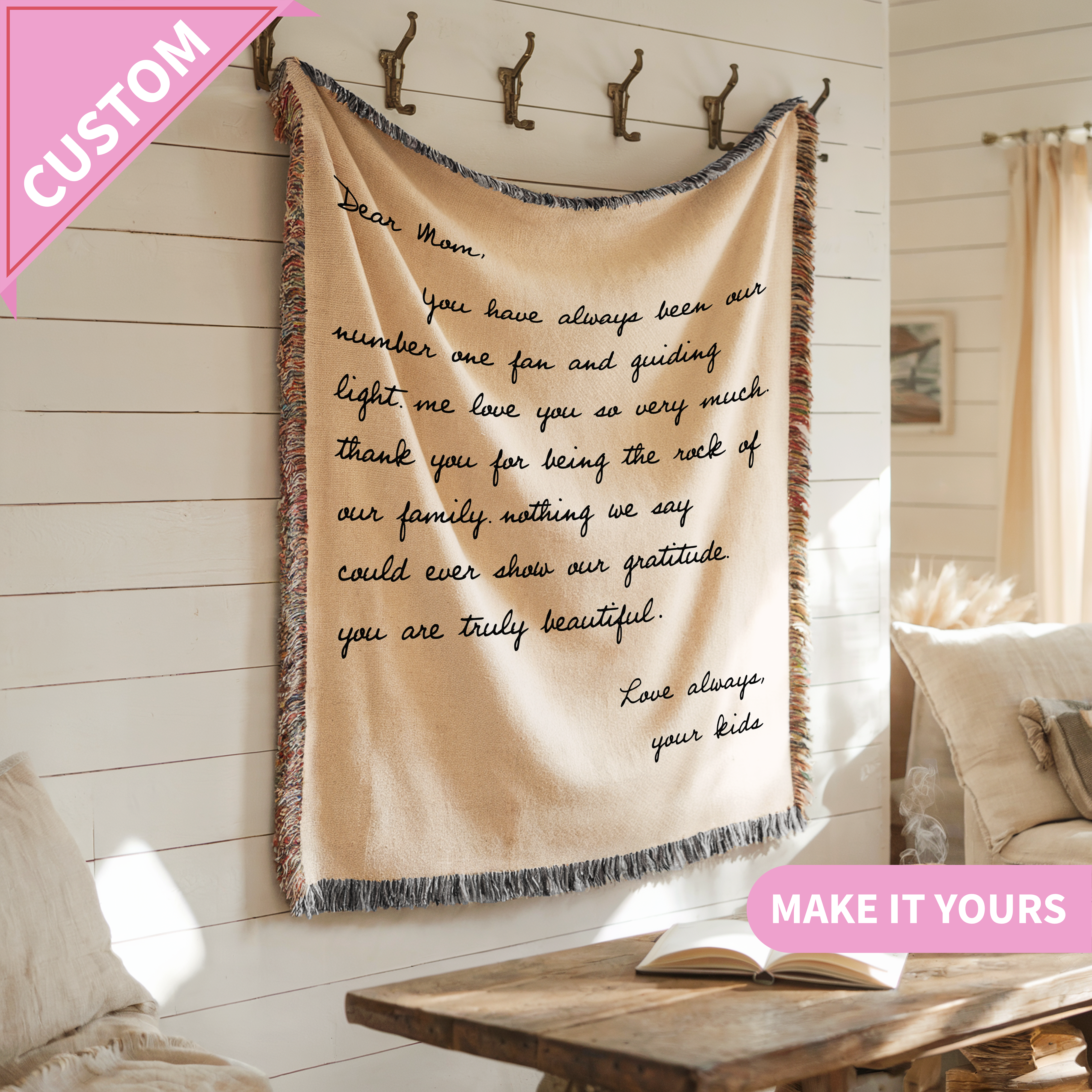 Personalized Letter Handwriting Gift For Her For Mom Weven Blanket