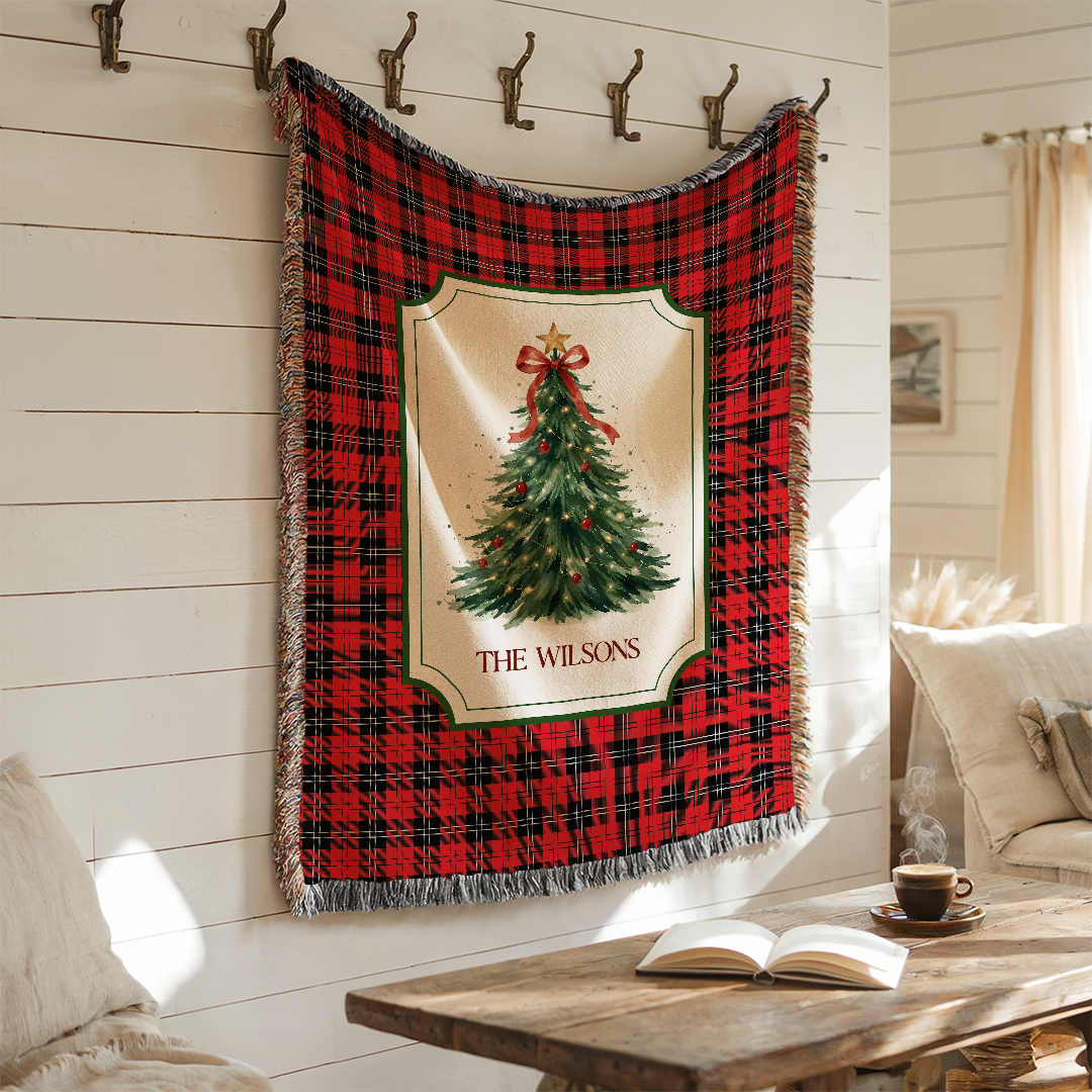 Personalized Christmas Woven Blanket