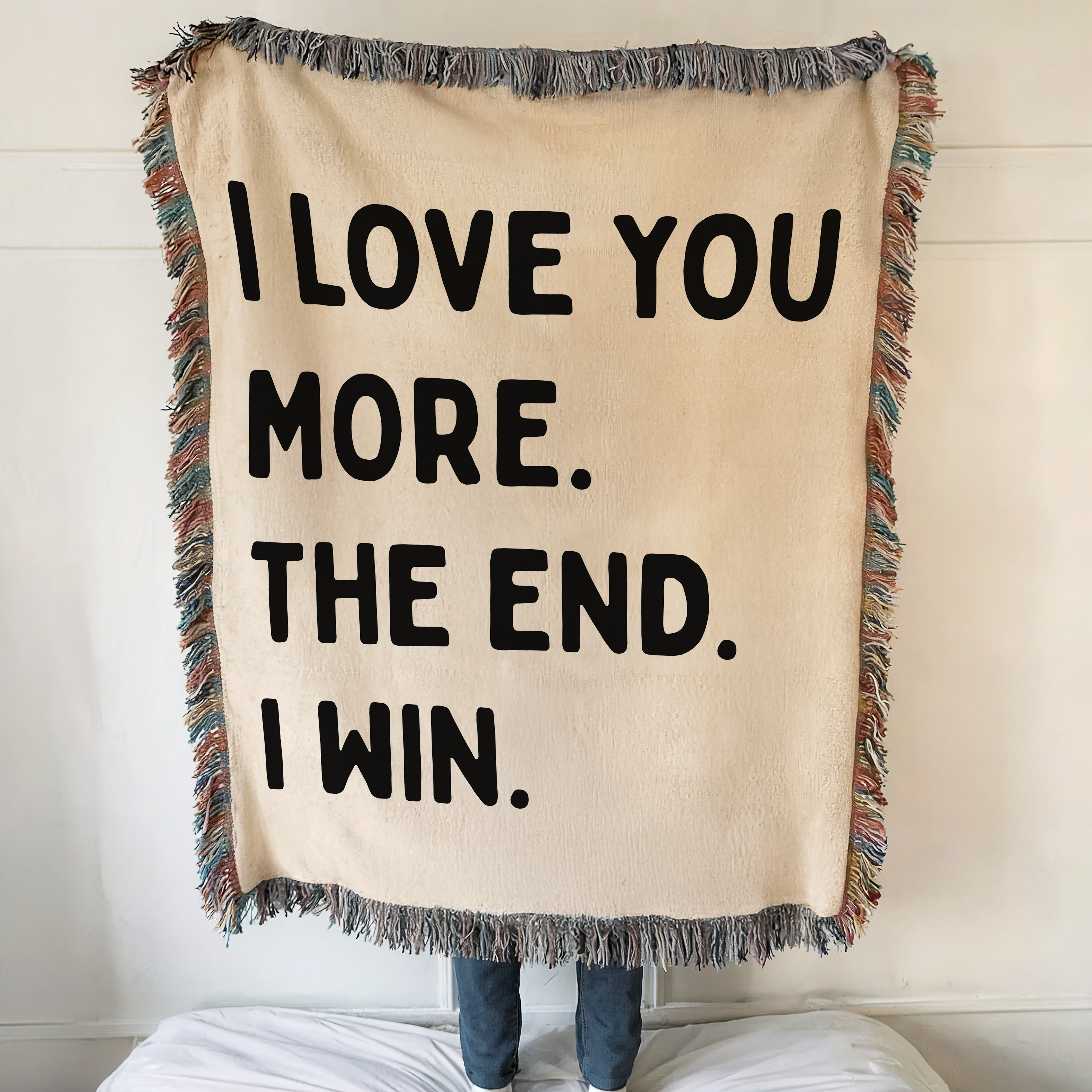 I Love You More The End I Win Anniversary Gift Woven Blanket