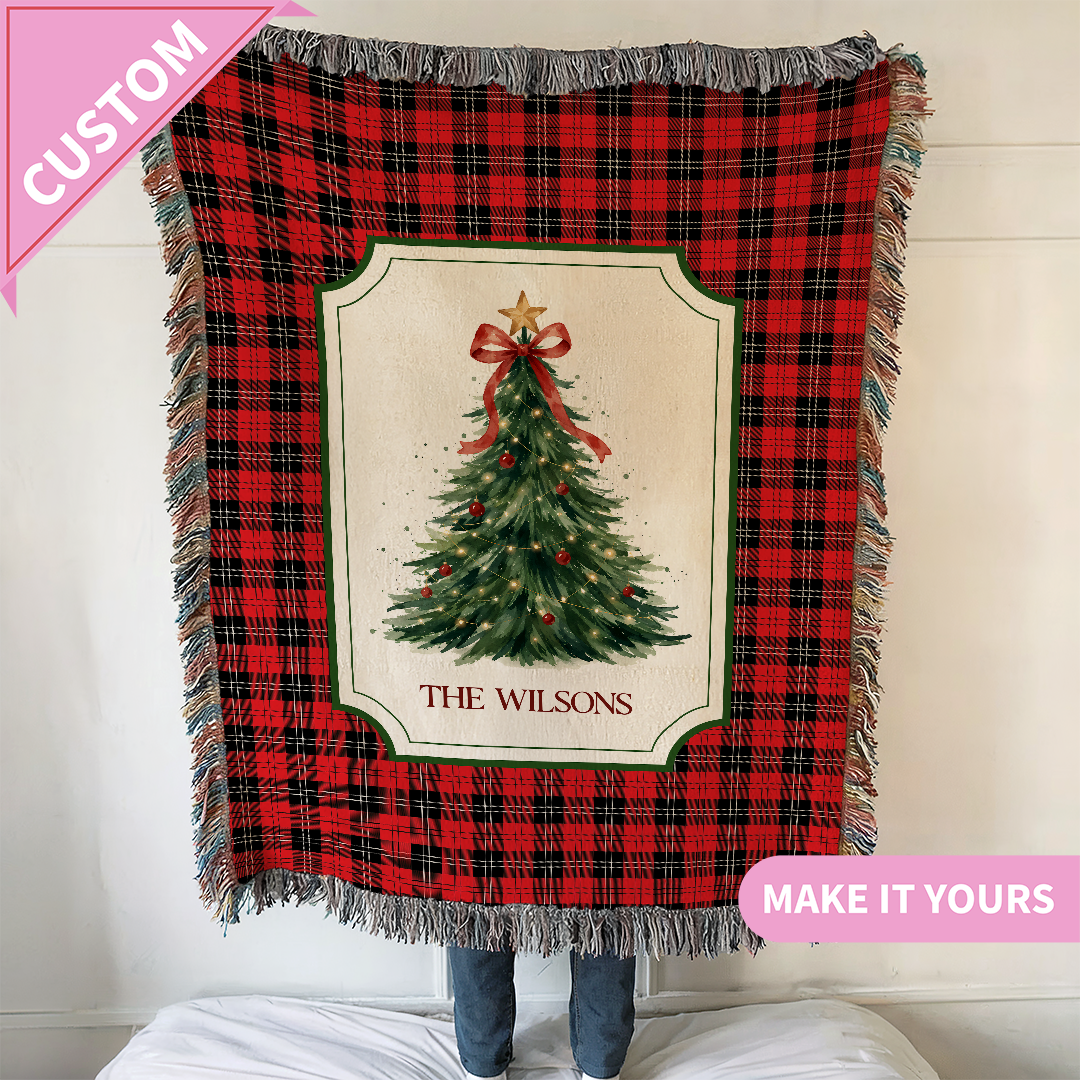 Personalized Christmas Woven Blanket