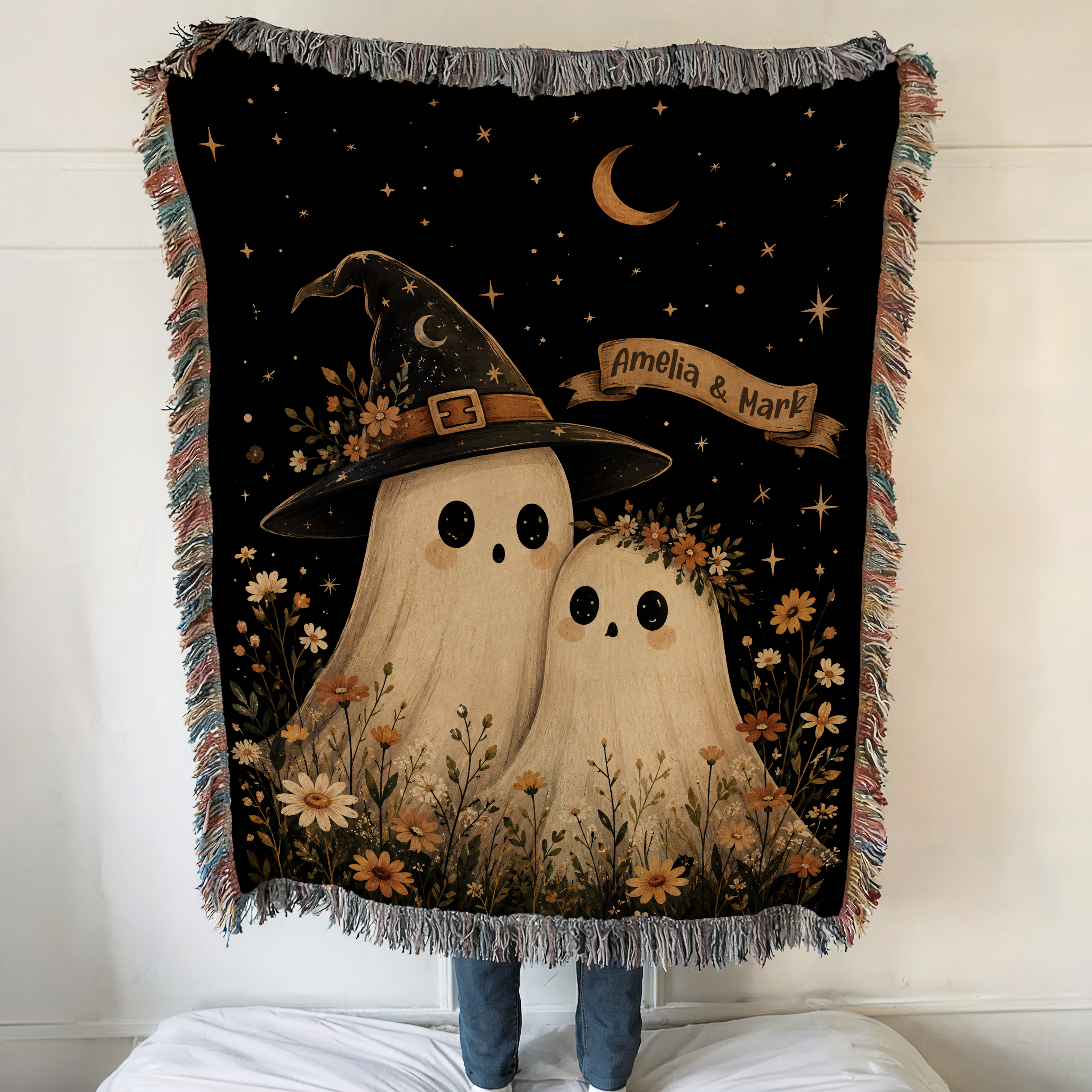 Personalisierte Halloween-Gruseldecke aus Webstoff