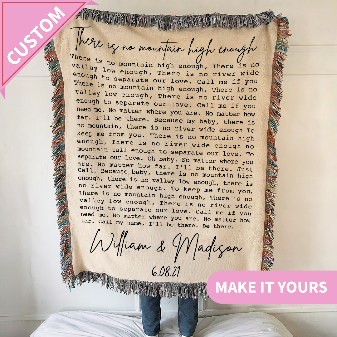 Personalized Song Lyric Anniversary Couples Names Woven Blanket