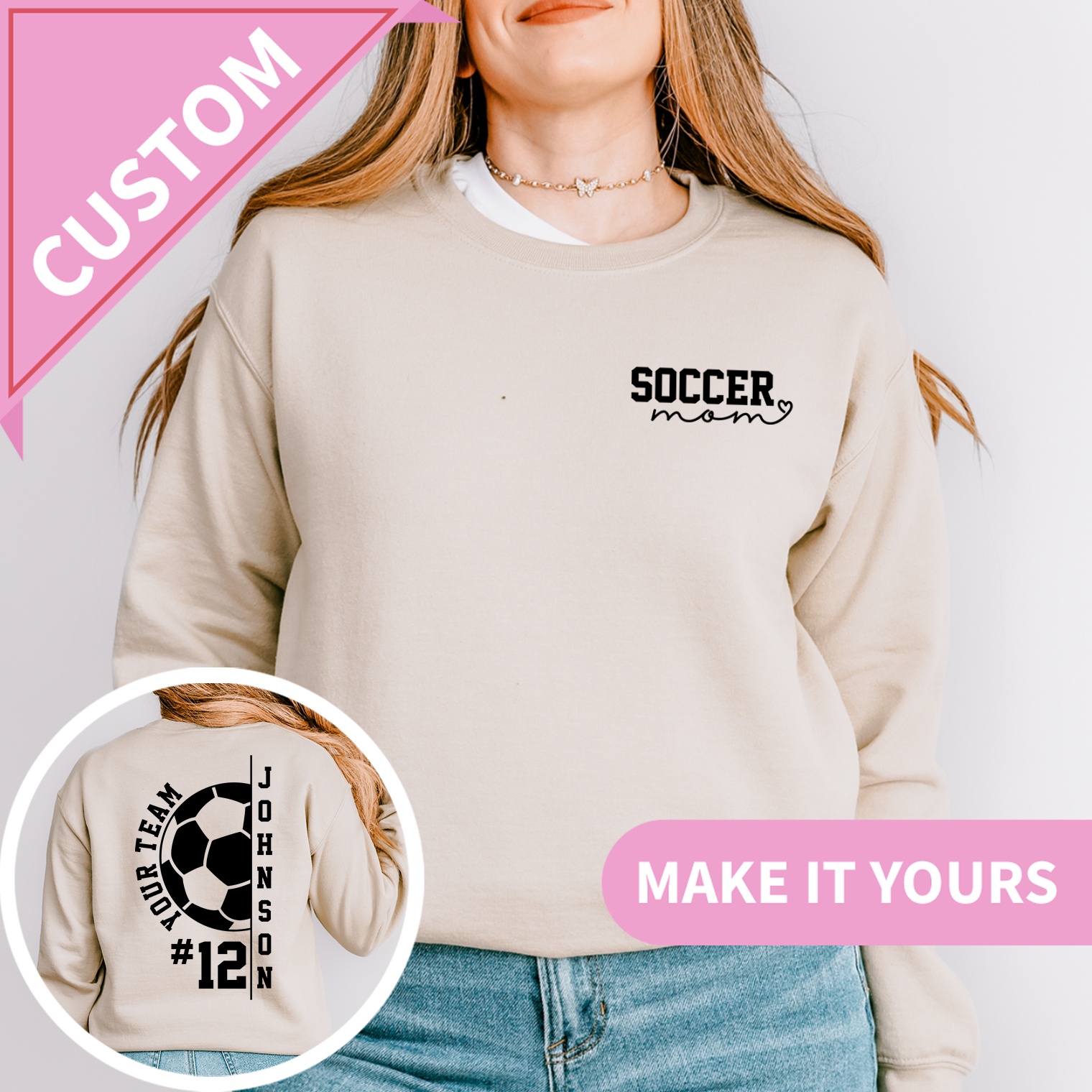 Custom Soccer Mom with Pocket Design Sweatshirt