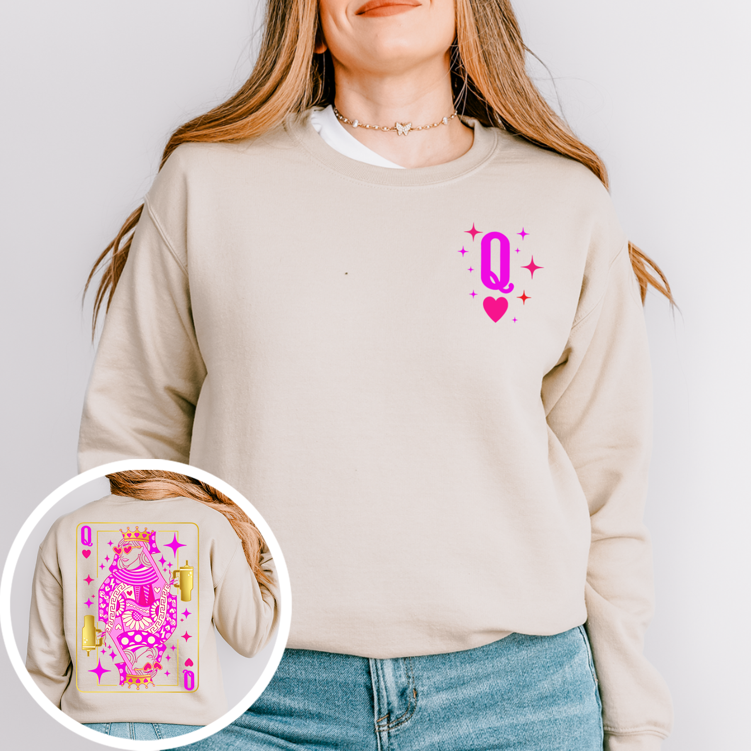 Queen Of Hearts Retro Graphic Sweatshirt