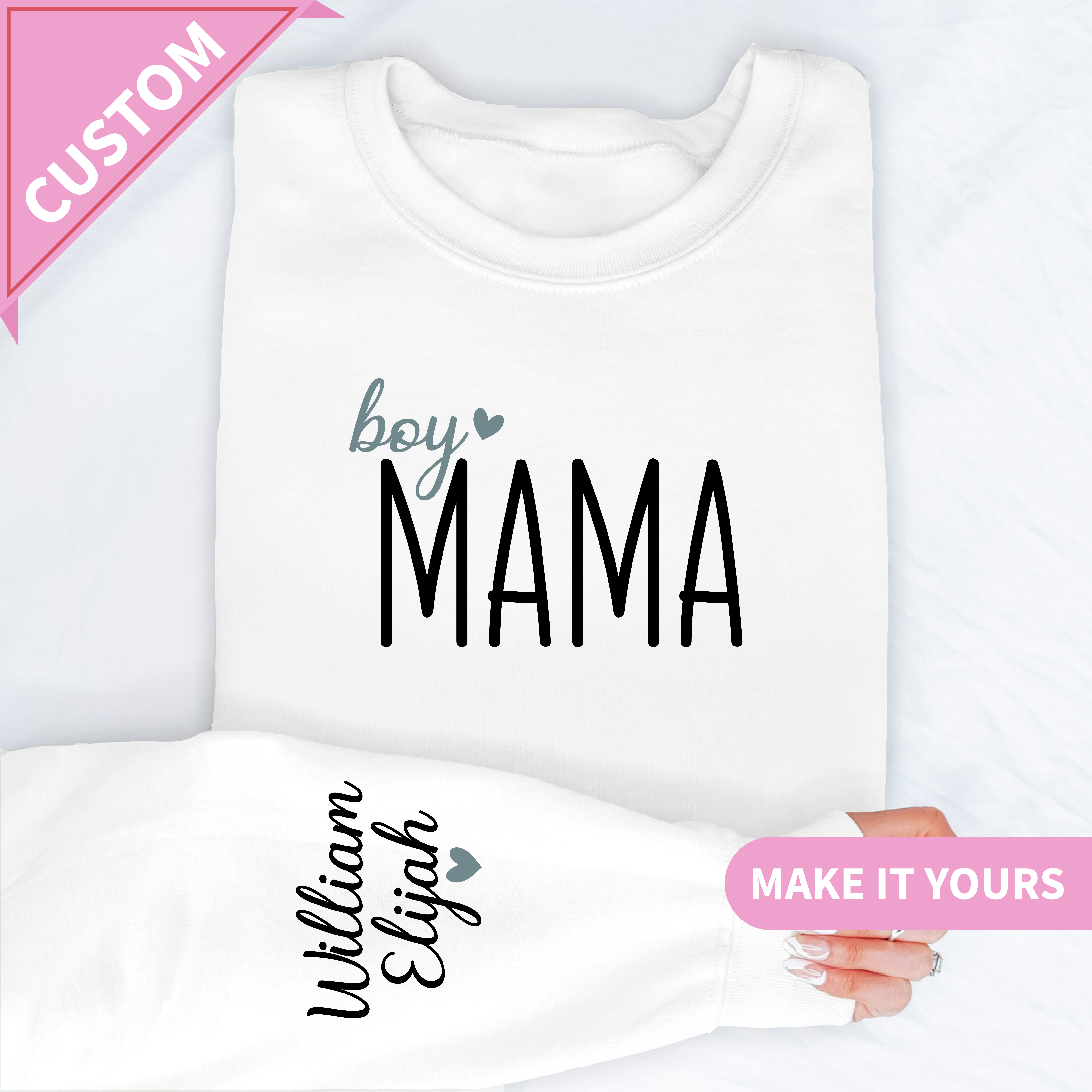 Custom Boy Mama With Kids Names Gift Sweatshirt