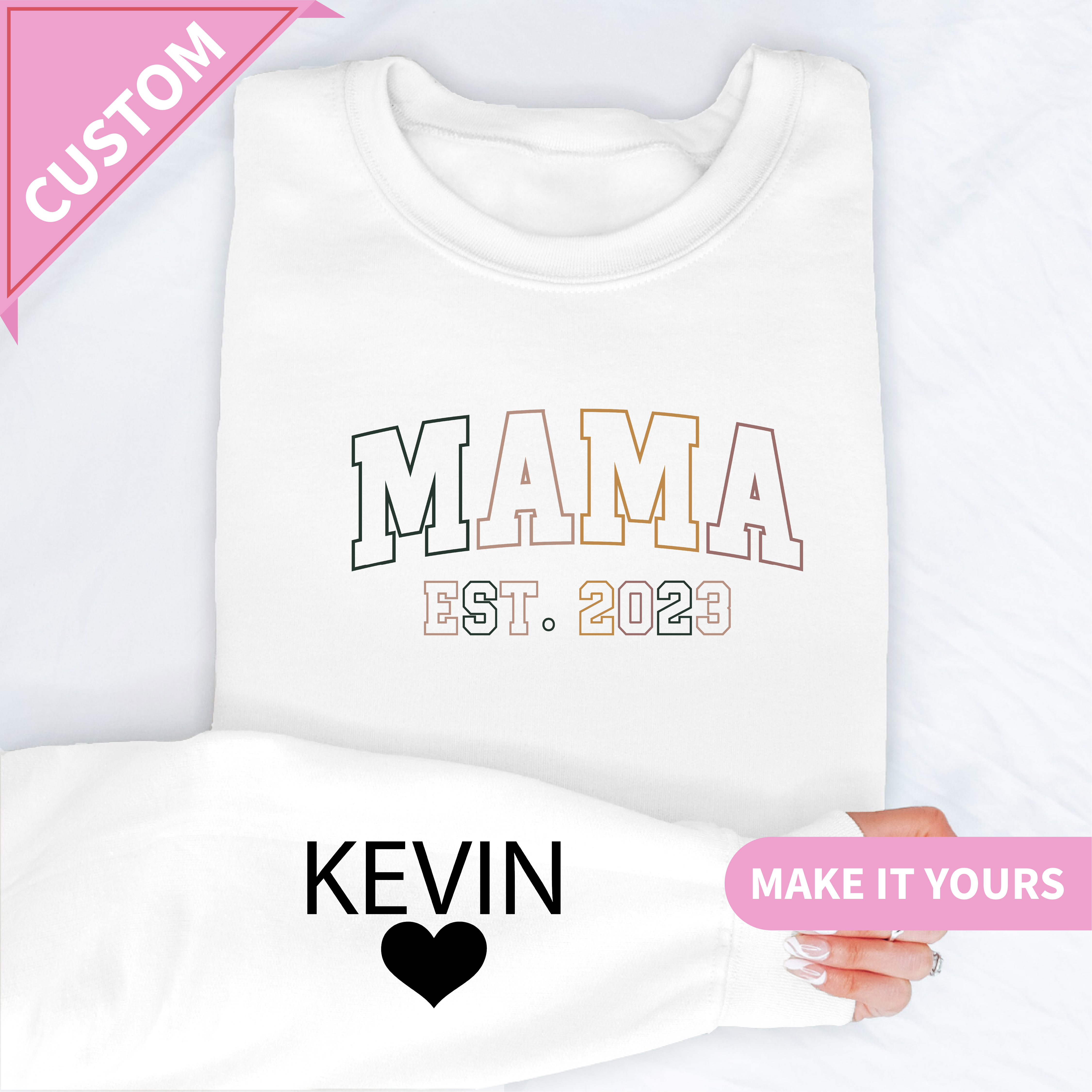 Custom Mama EST Year & Kids’ Names Sweatshirt