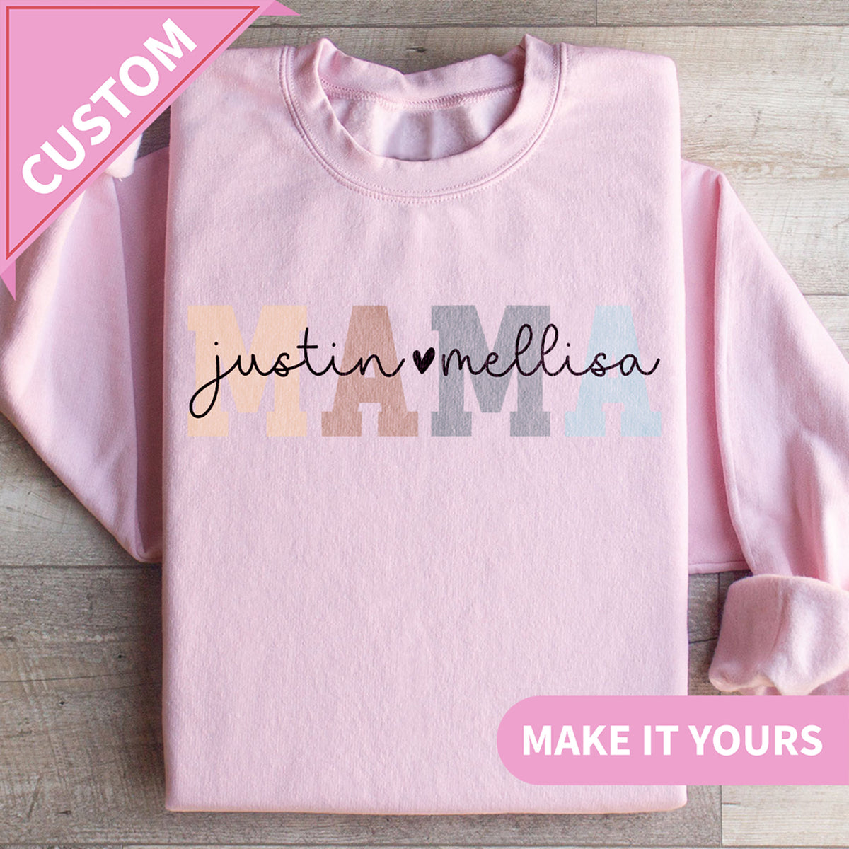 Personalisierter MAMA Pullover mit individuellem Namen – Geschenk für Mamas
