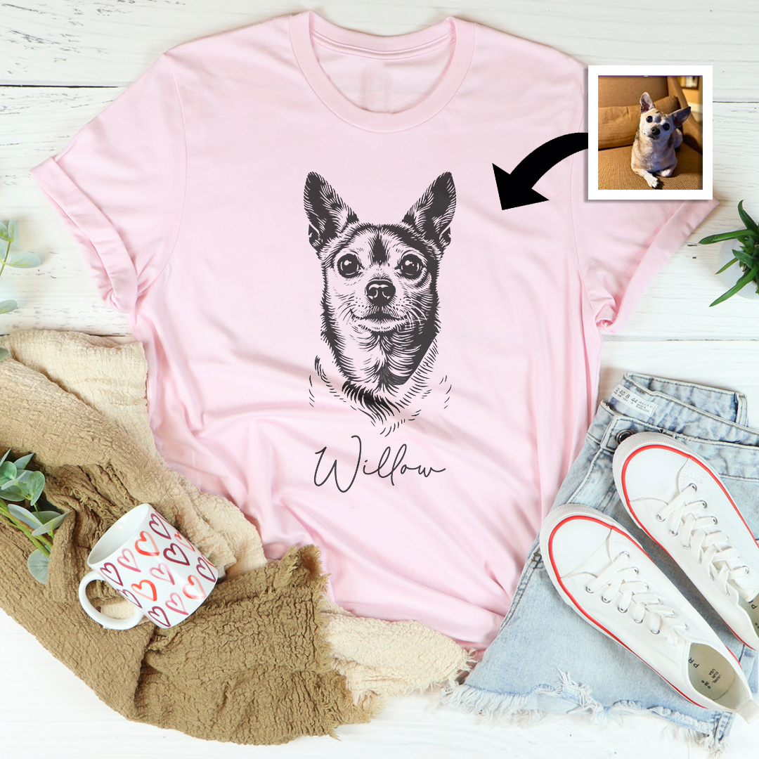 Personalized Pet Portrait With Pet Photo Tee
