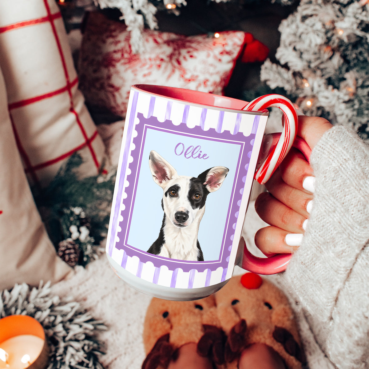 Personalisierte Tasse mit Haustierfoto im Aquarellstil