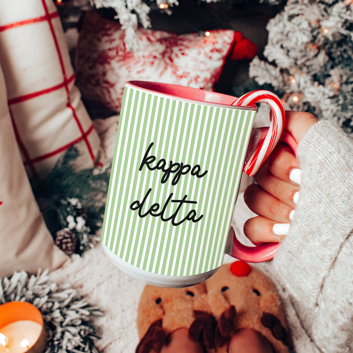 Tasse de sororité personnalisée à rayures pastel