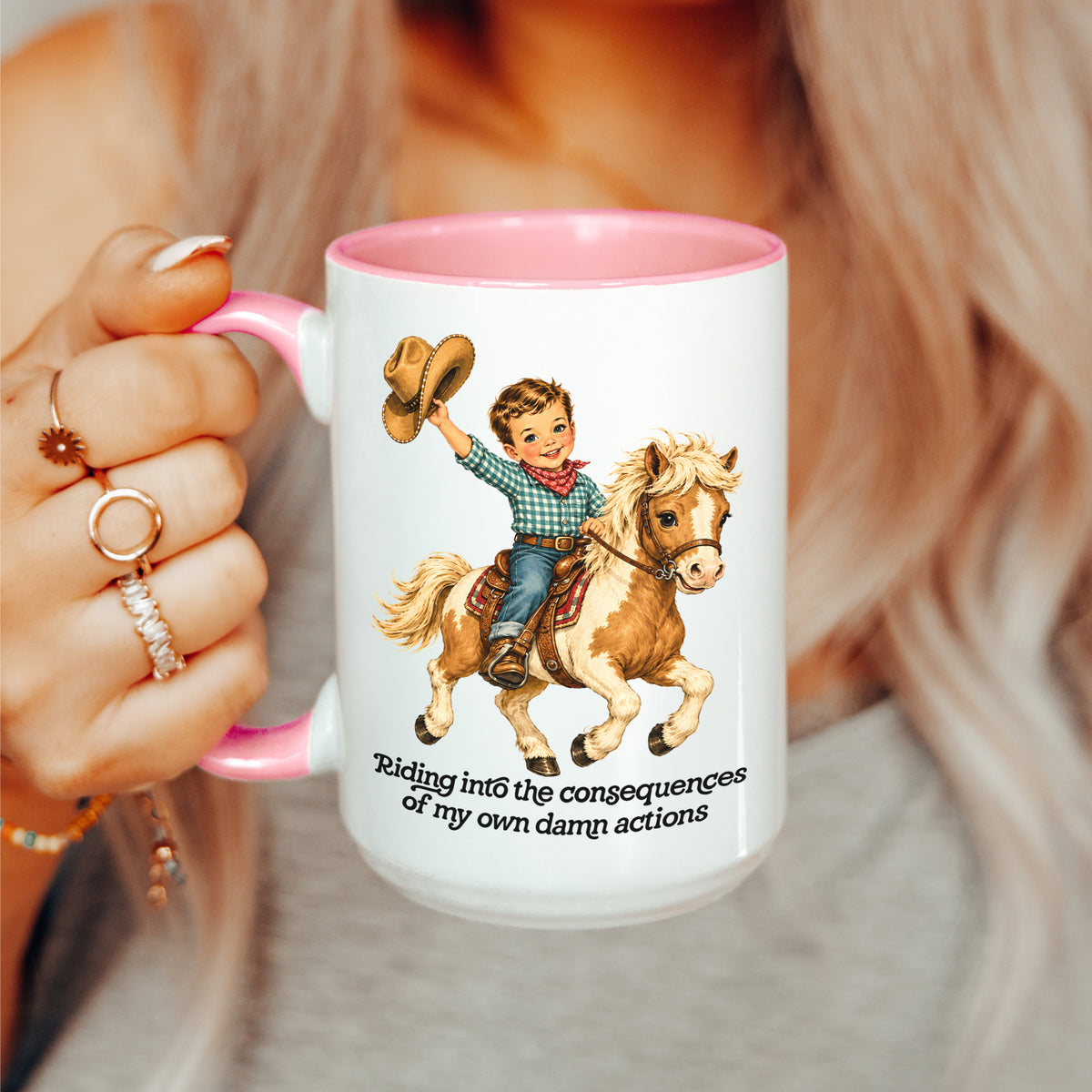 Riding Into The Consequences Cowboy Mug