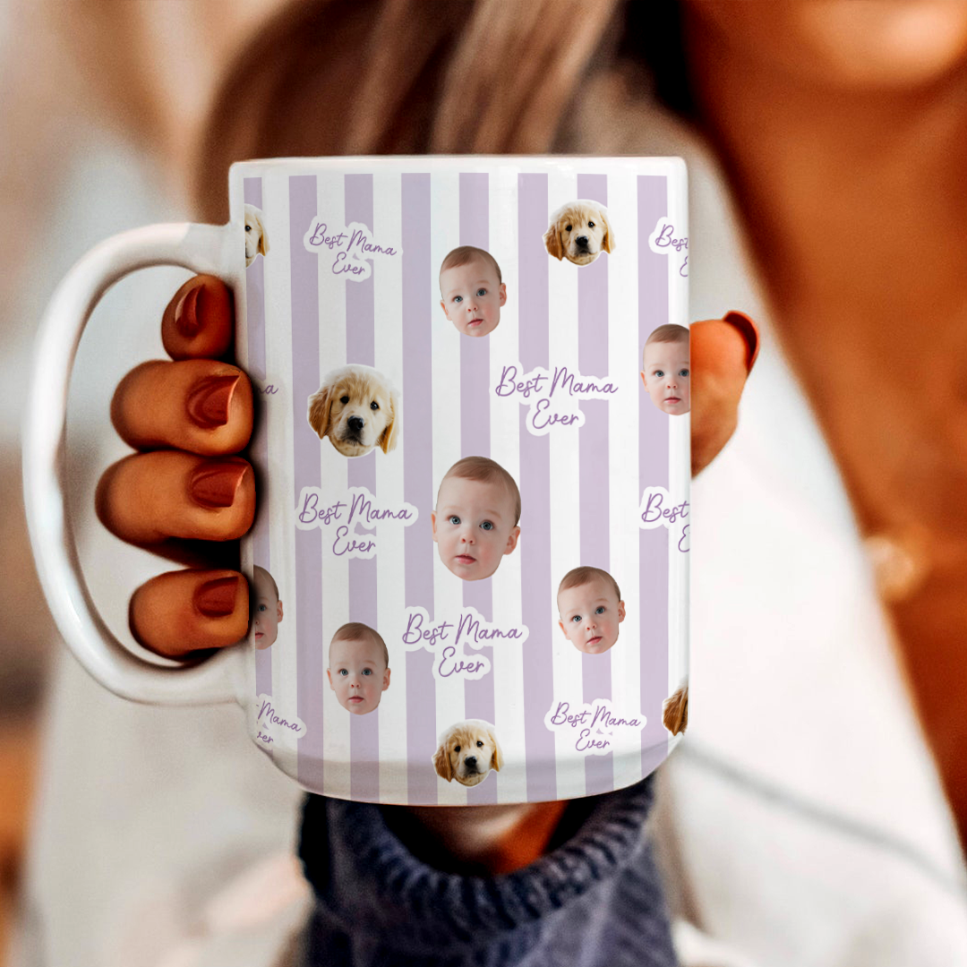 Personalized Best Mama Ever Mug with Baby Face Photo