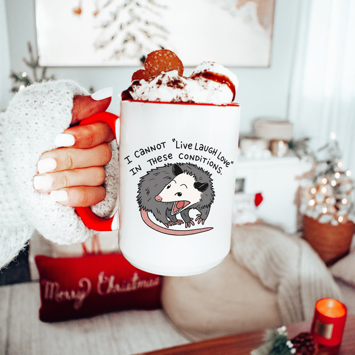 Tasse „Unter diesen Umständen kann ich nicht leben, lachen und lieben“