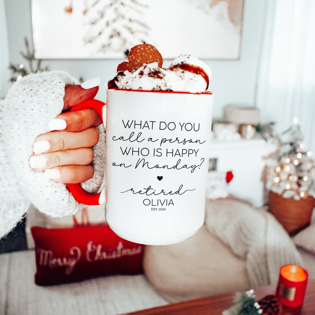 Personalisierte Tasse: Wie nennt man jemanden, der montags glücklich ist?