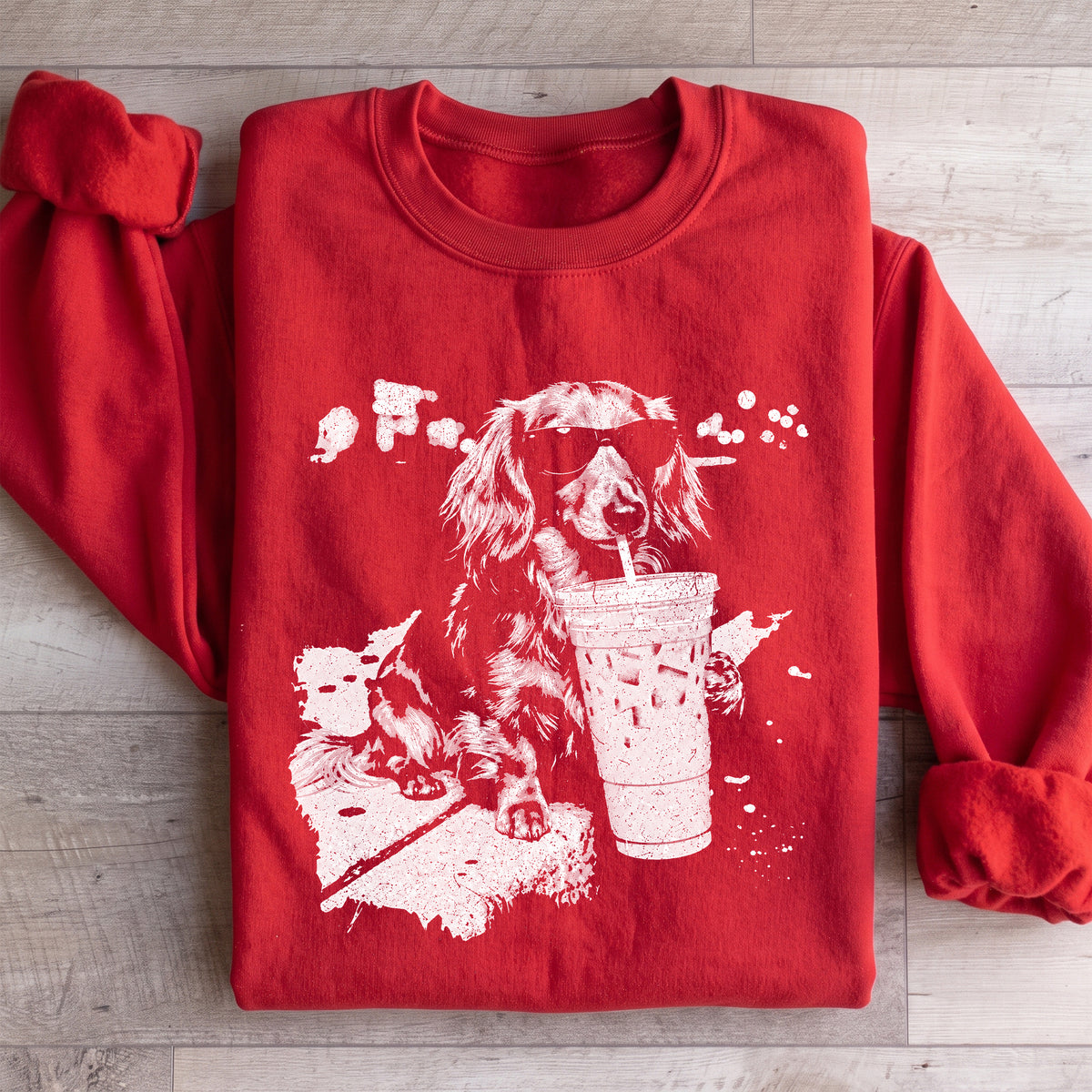 Dachshund Drinking Iced Coffee Sweatshirt