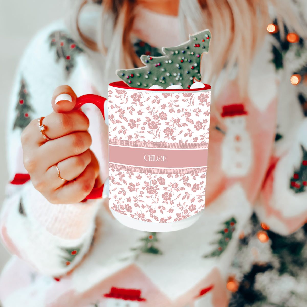 Mug floral personnalisé avec prénom