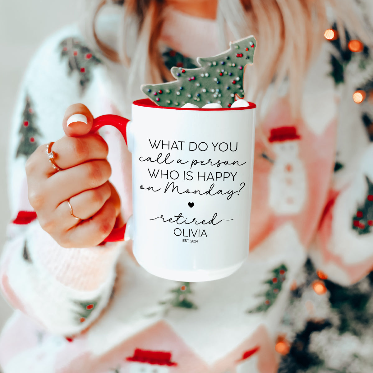 Personalisierte Tasse: Wie nennt man jemanden, der montags glücklich ist?