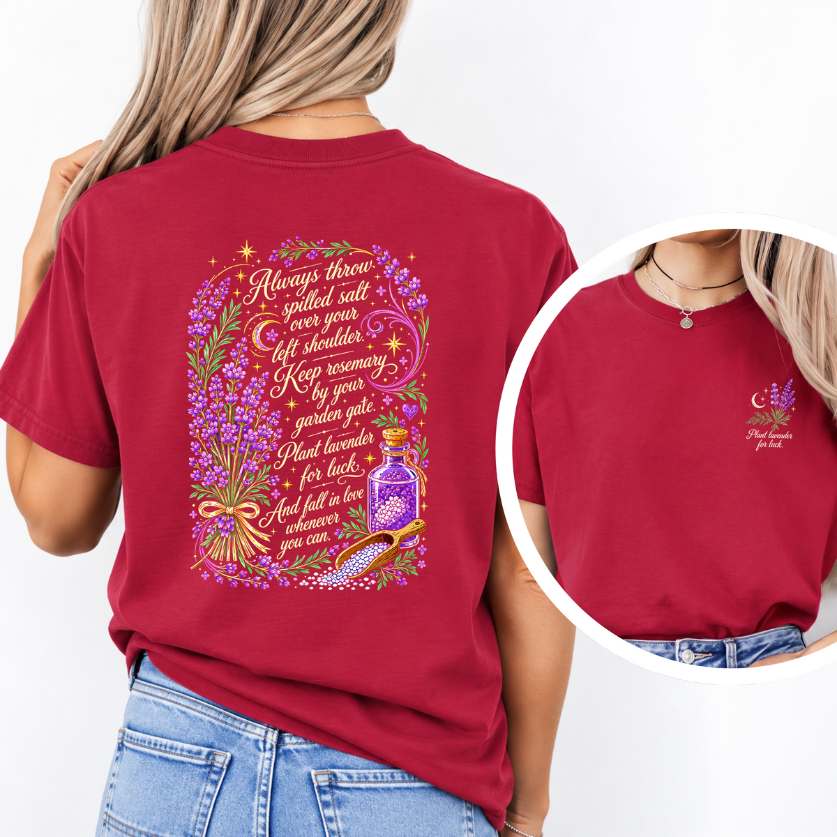 Always Throw Spilled Salt Over Your Left Shoulder Lavender Witchy Tee