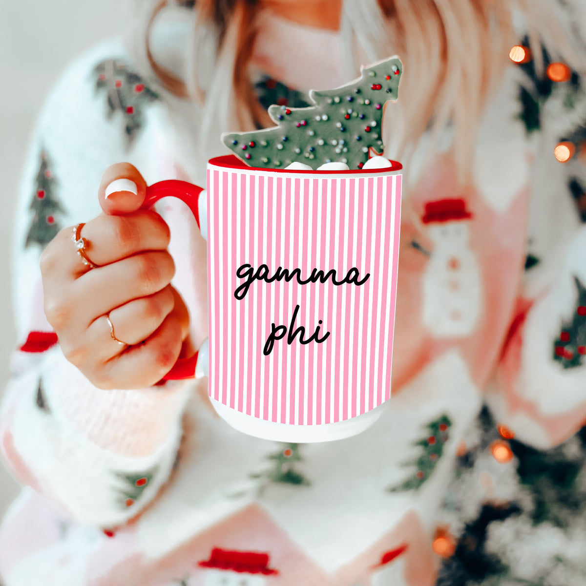 Tasse de sororité personnalisée à rayures pastel