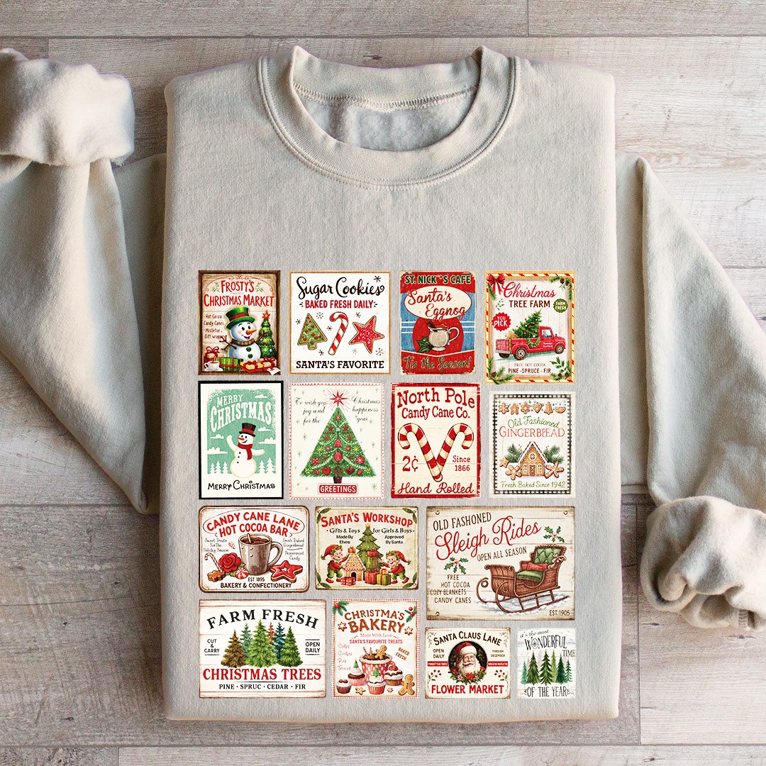 Vintage Christmas Stamps Sweatshirt