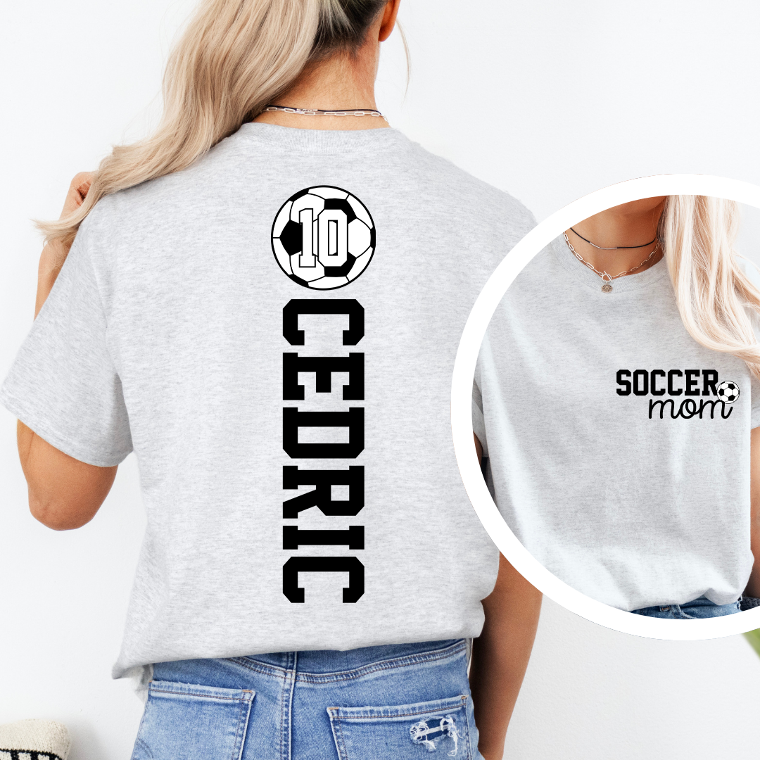 Custom Soccer Mom Game Day Tee with Kids Names & Numbers Tee