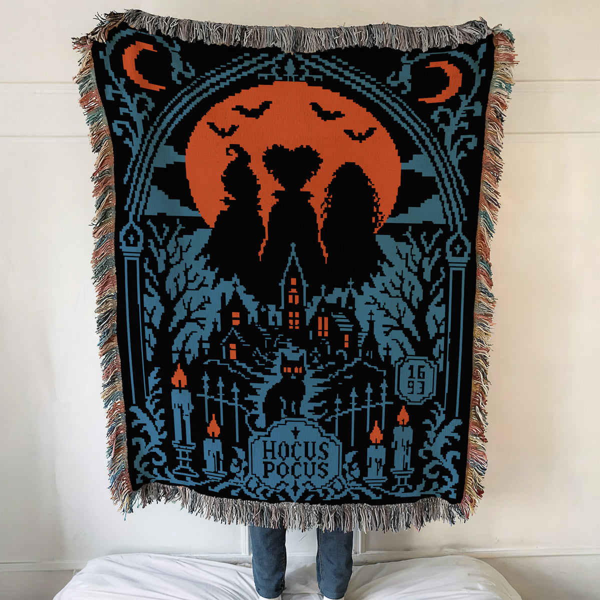 Vintage Hocus Pocus Witches Woven Blanket
