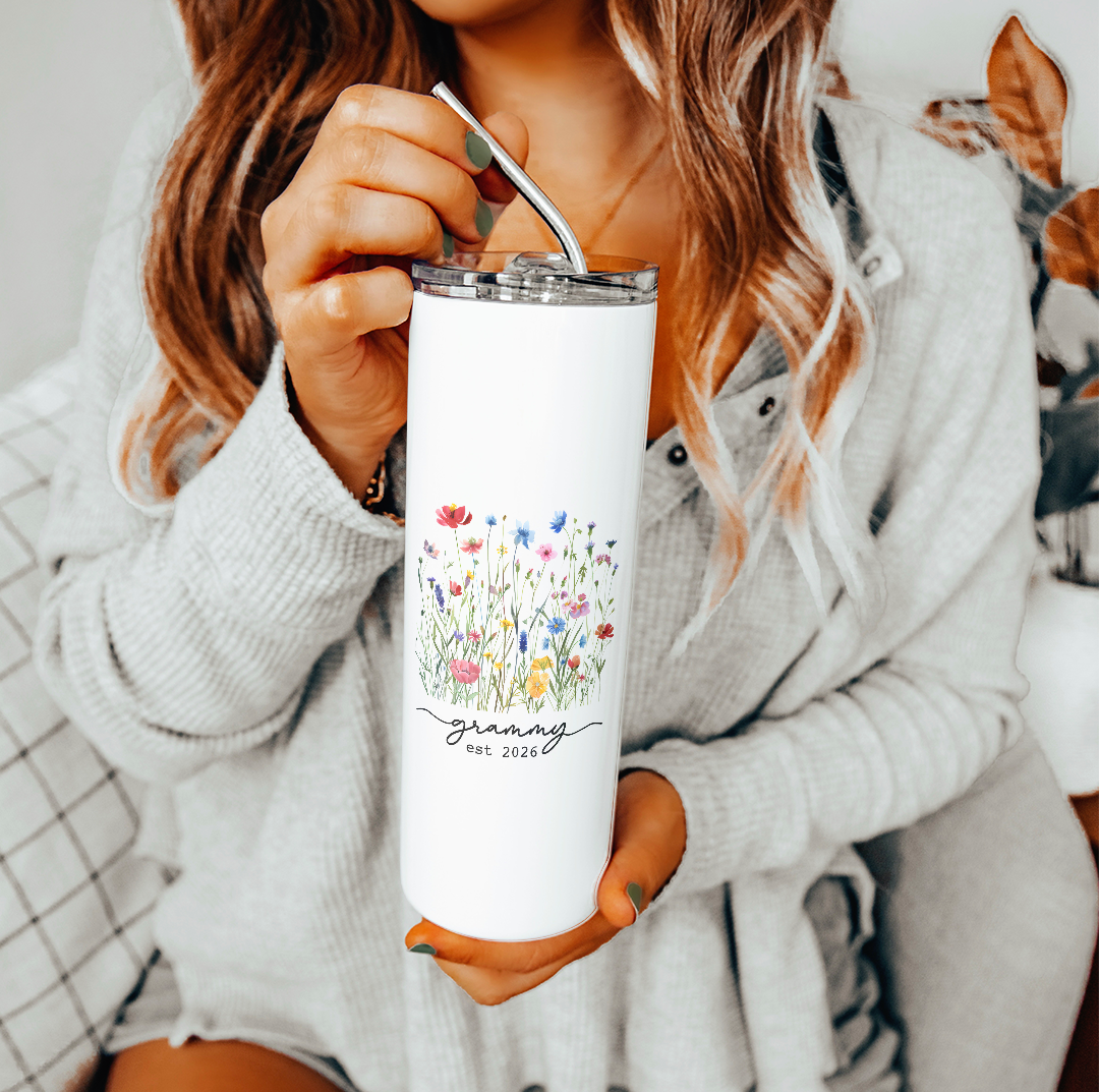 Personalized Floral Grandma Tumbler