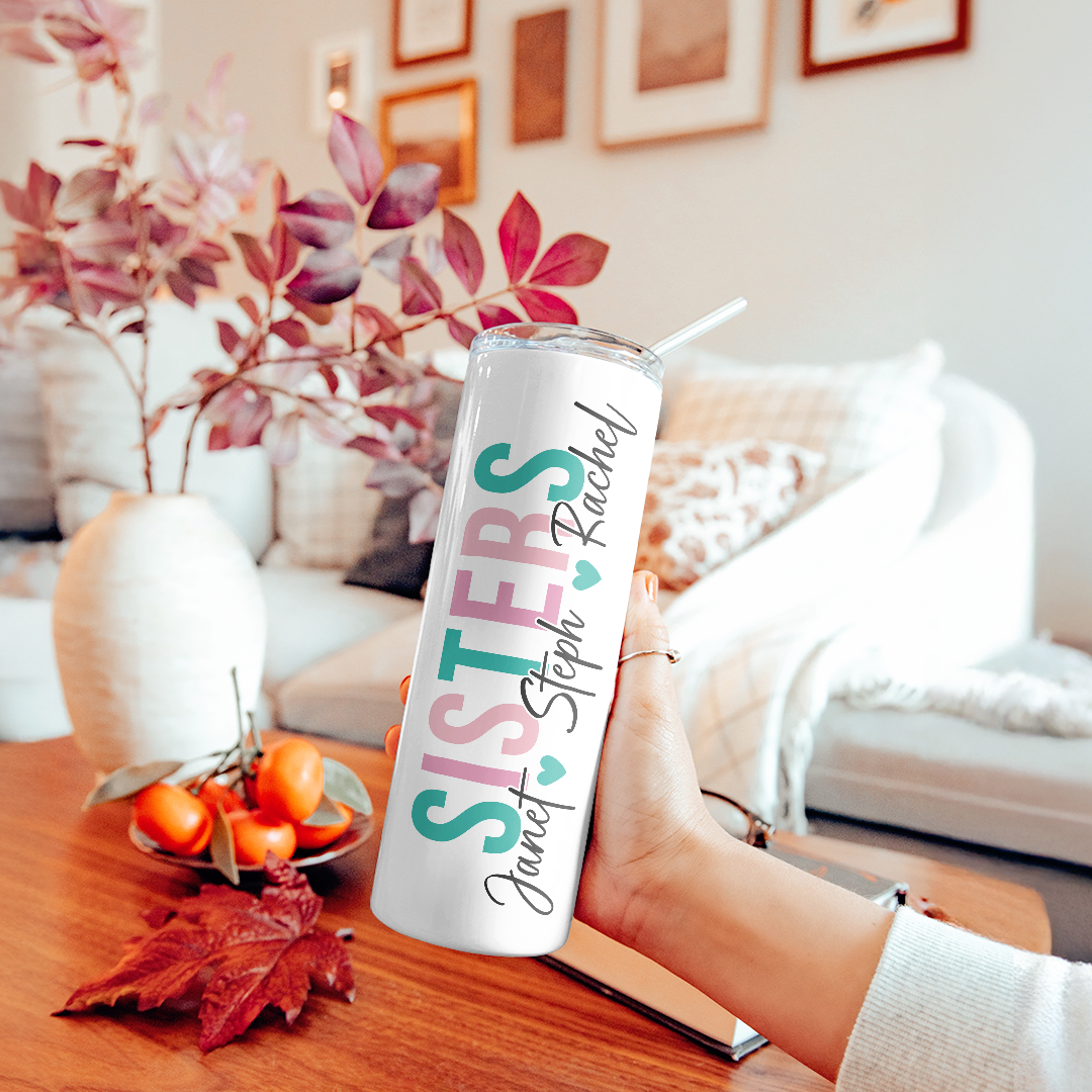 Personalized Side By Side Or Miles Apart Long Distance Sister Tumbler