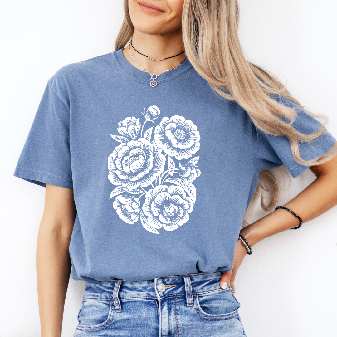 Vintage Linocut Flower Tee