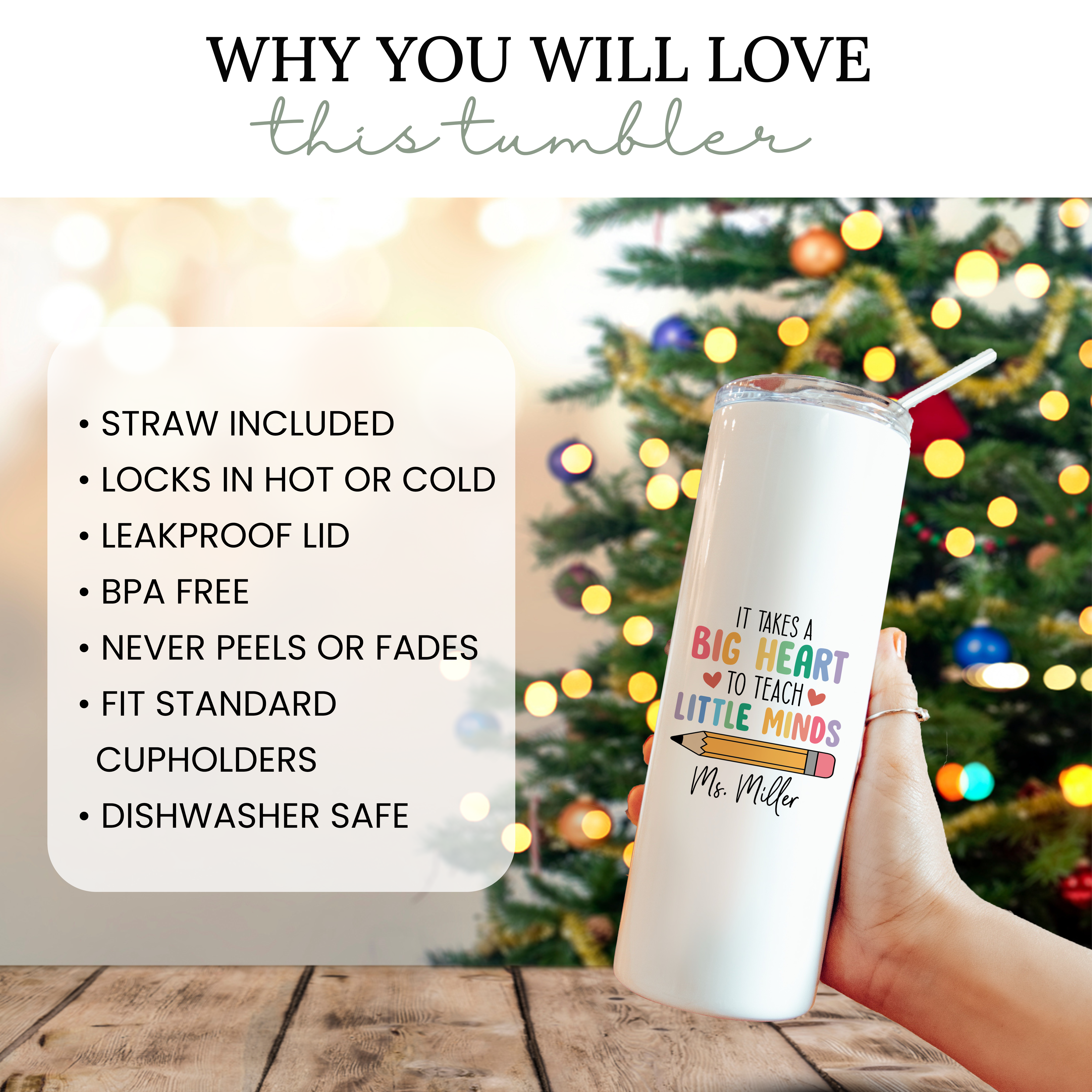 Personalized It Takes A Big Heart To Teach Little Minds Teacher Tumbler